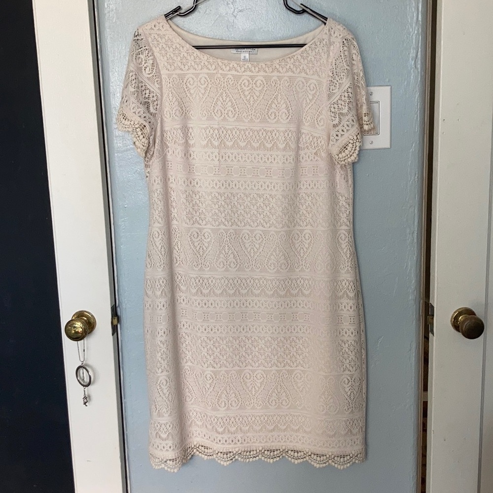 Cream Lacy Short Sleeve Dress